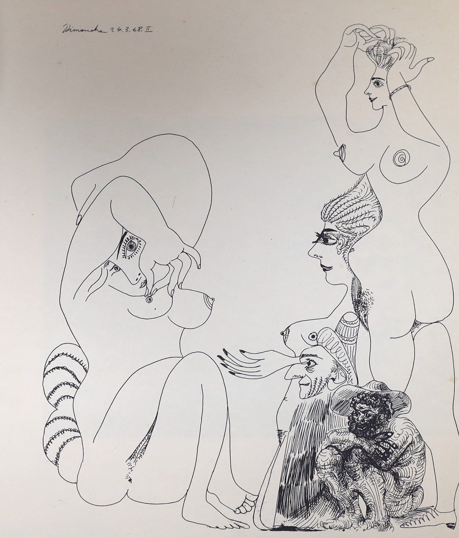 After Pablo Picasso (Spanish, 1881-1973), two erotic prints from Avant Garde Magazine, America, largest 26 x 22cm, unframed